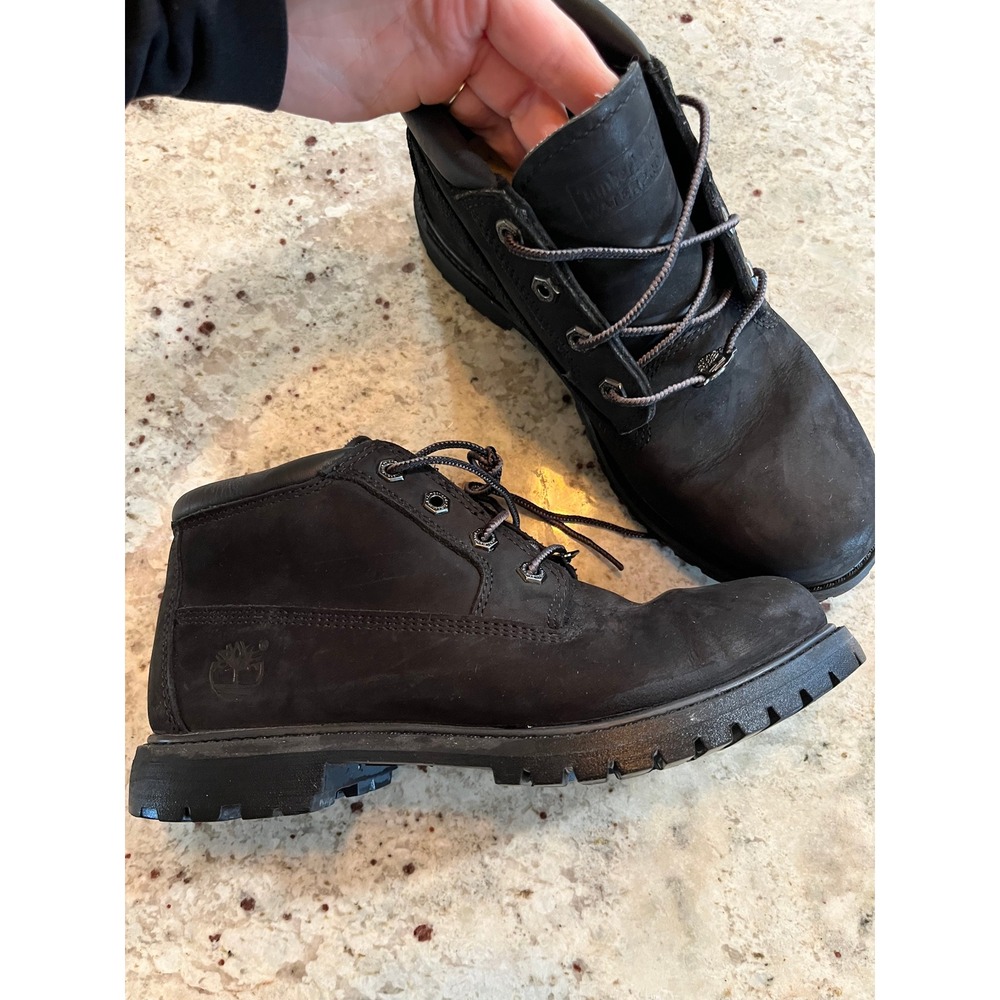 Timberland Waterproof Nellie Chukka Boots Black Nubuck Leather Lace Up 9.5